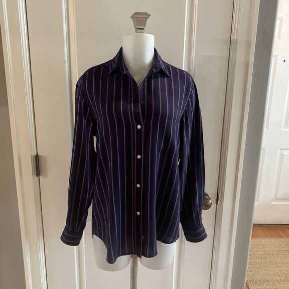 Grayson The Hero Button Down Shirt Navy Blue Red & White Stripes -Size Small / 1 - Picture 2 of 13